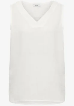 Blousetop met V-hals van mousseline