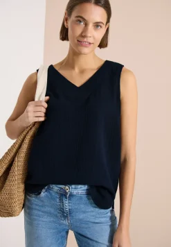 Blousetop met V-hals van mousseline