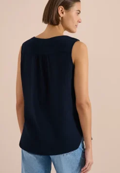 Blousetop met V-hals van mousseline