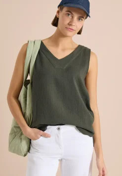 Blousetop met V-hals van mousseline