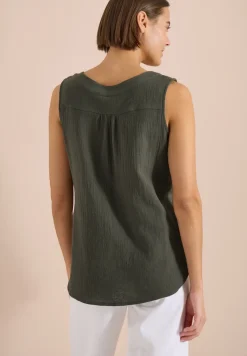 Blousetop met V-hals van mousseline