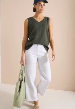 Blousetop met V-hals van mousseline