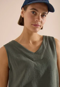 Blousetop met V-hals van mousseline