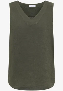 Blousetop met V-hals van mousseline