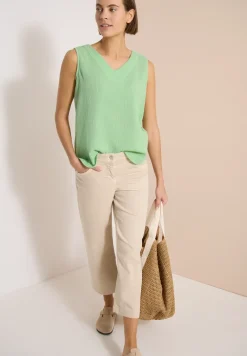 Blousetop met V-hals van mousseline