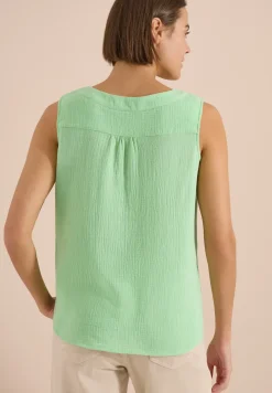 Blousetop met V-hals van mousseline