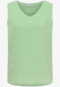 Blousetop met V-hals van mousseline