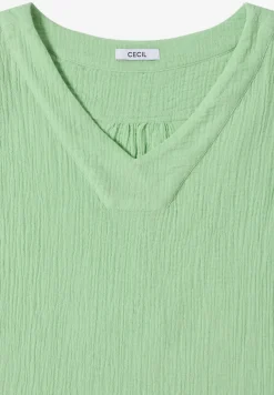 Blousetop met V-hals van mousseline
