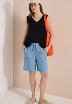 Blousetop met V-hals van mousseline