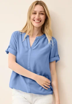 Blouse van viscose met gespleten hals