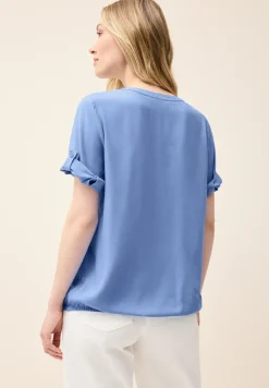 Blouse van viscose met gespleten hals