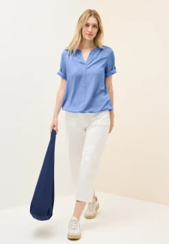 Blouse van viscose met gespleten hals