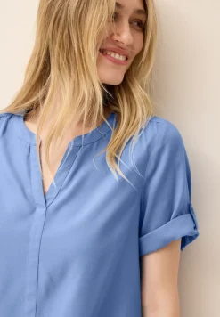 Blouse van viscose met gespleten hals