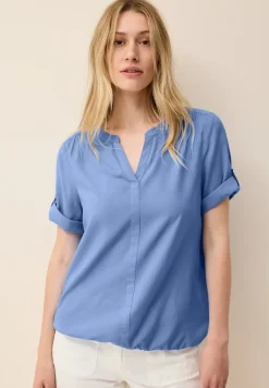 Blouse van viscose met gespleten hals