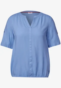 Blouse van viscose met gespleten hals
