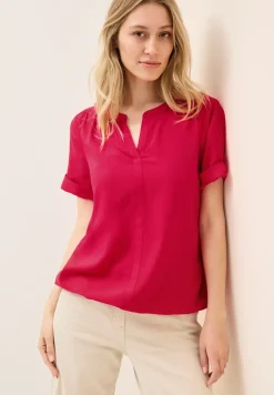 Blouse van viscose met gespleten hals