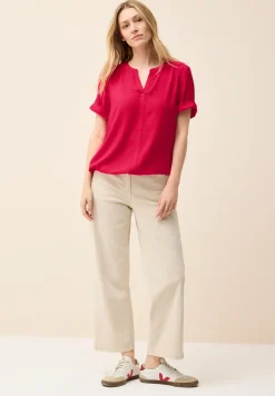 Blouse van viscose met gespleten hals