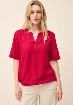 Blouse van viscose met gespleten hals