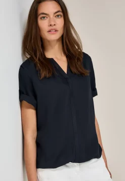 Blouse van viscose met gespleten hals