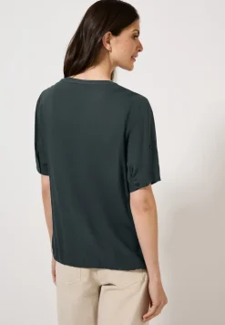 Blouse van viscose met gespleten hals