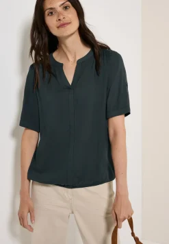 Blouse van viscose met gespleten hals