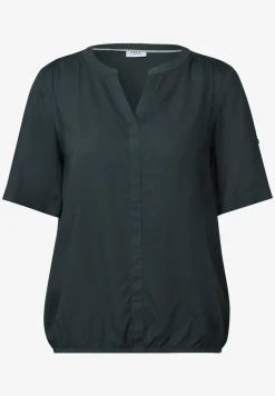 Blouse van viscose met gespleten hals