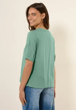 Blouse van viscose met gespleten hals