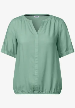 Blouse van viscose met gespleten hals