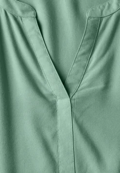 Blouse van viscose met gespleten hals