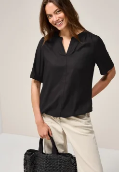 Blouse van viscose met gespleten hals