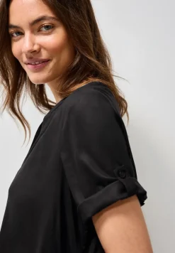 Blouse van viscose met gespleten hals