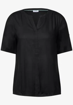 Blouse van viscose met gespleten hals