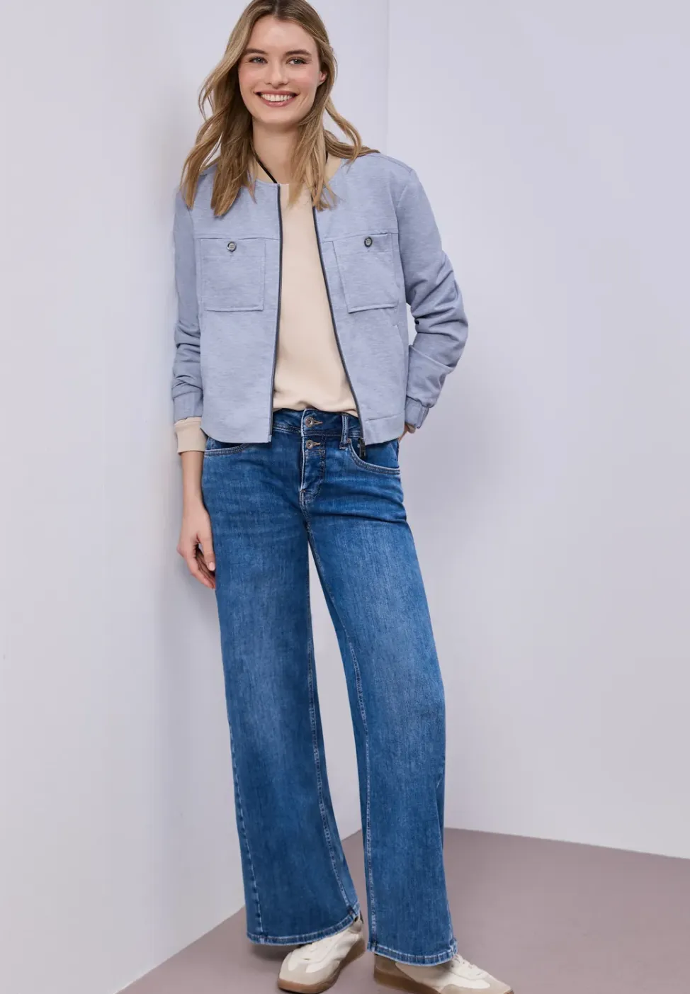 Blouson in gemêleerde look met ritssluiting