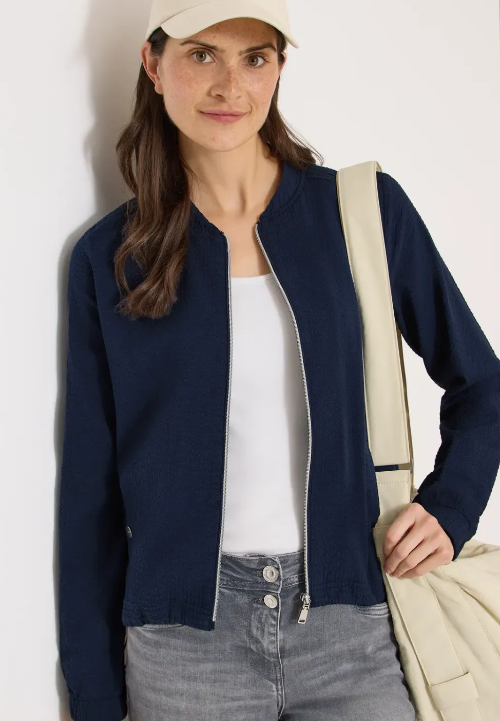 Blouson in seersucker kwaliteit met rits