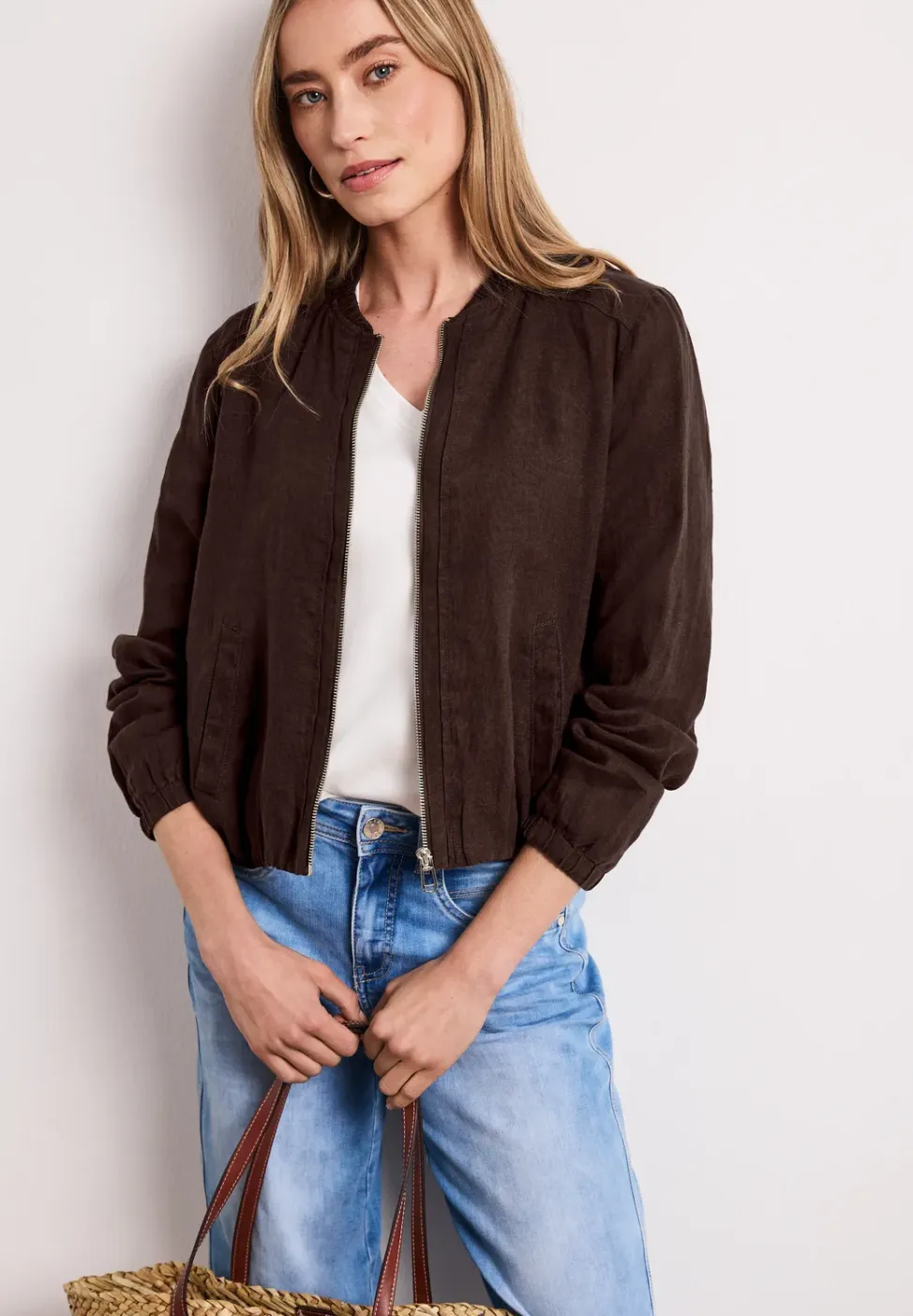 Blouson met gerimpelde zoom en ritssluiting