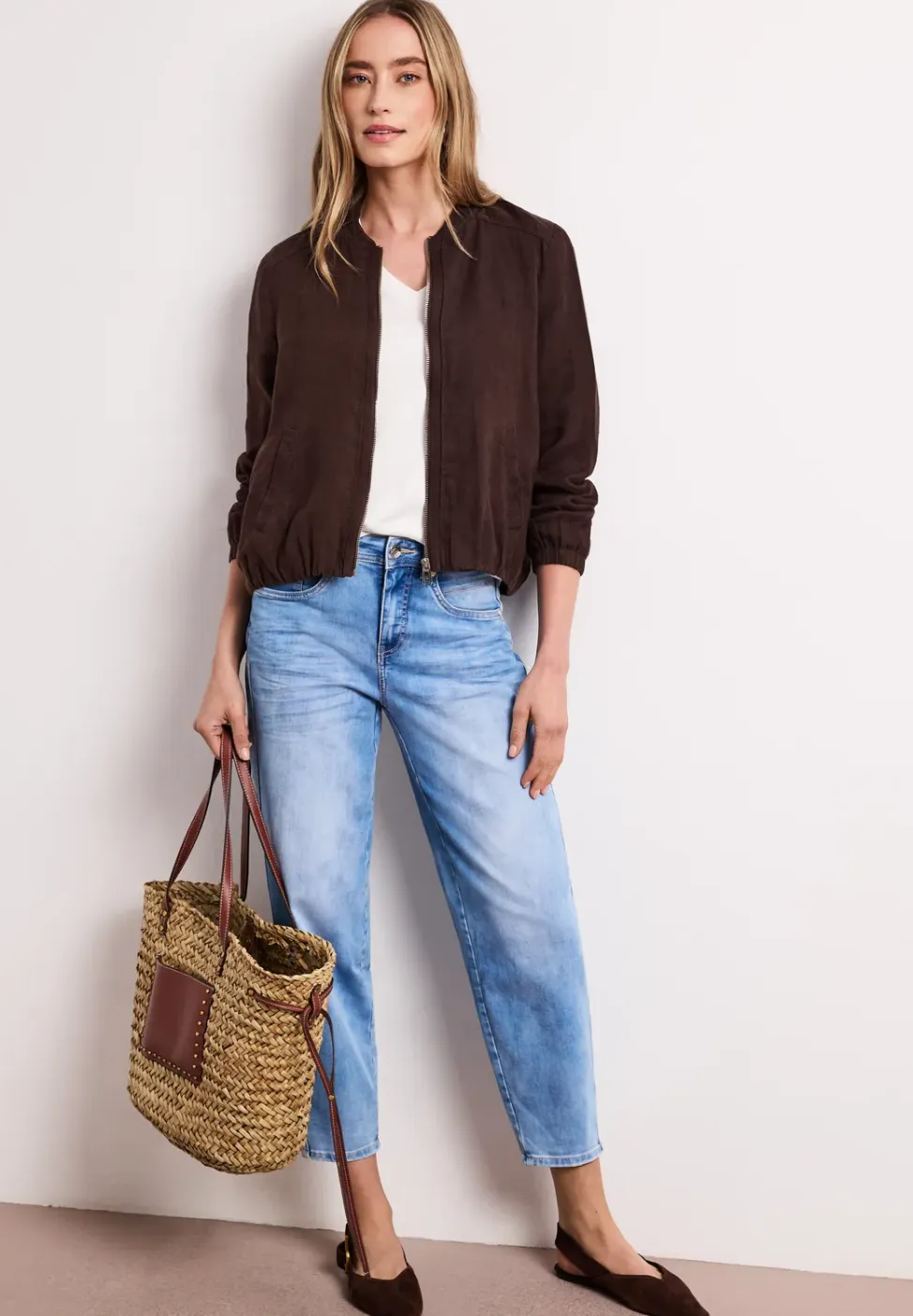 Blouson met gerimpelde zoom en ritssluiting