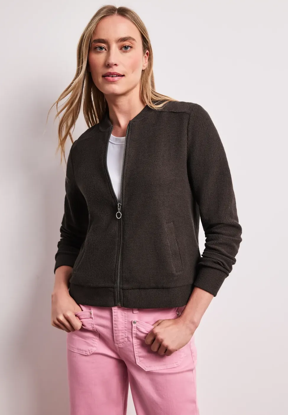 Blouson met rits en textuur