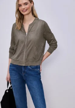 Blouson van velours mesh met ritssluiting