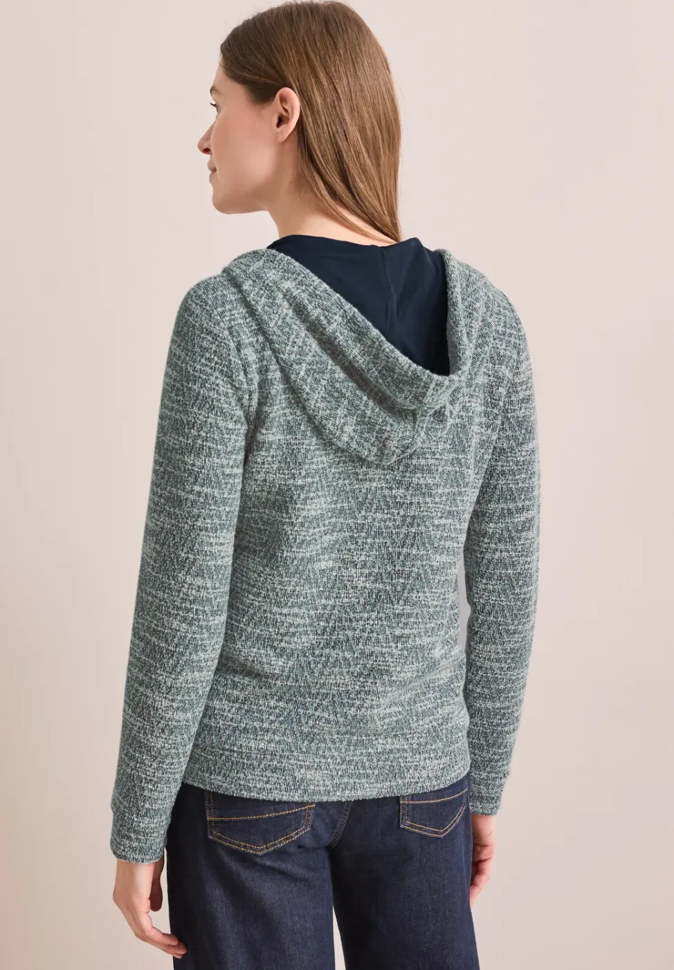 Bouclé vest met capuchon