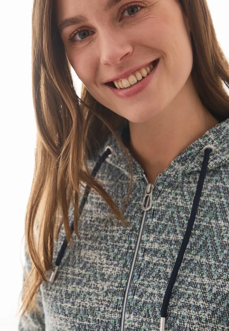 Bouclé vest met capuchon