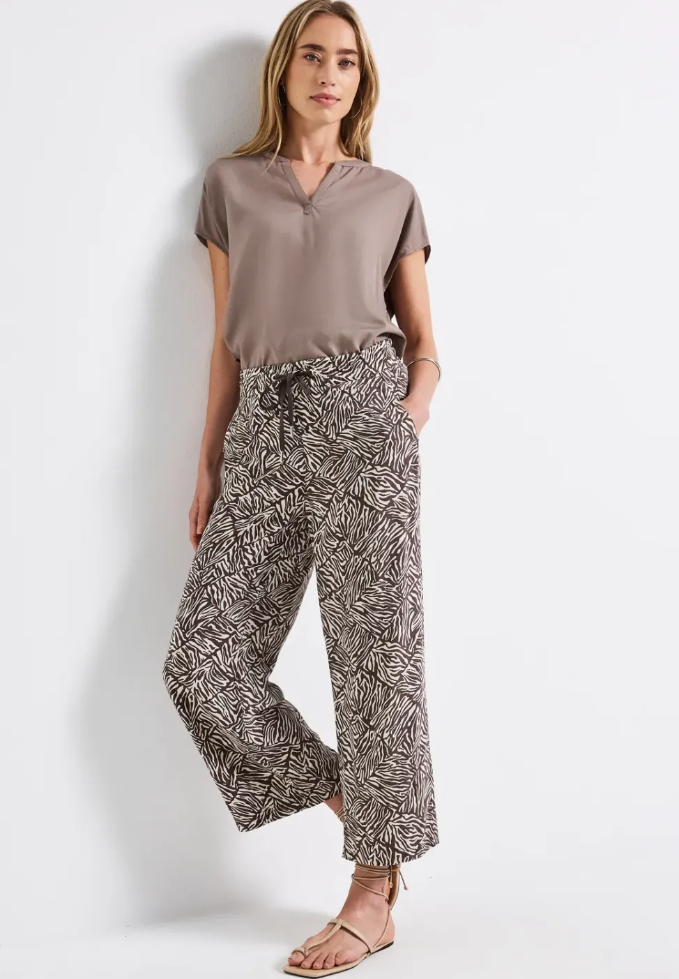 Broek met gedessineerde Wide Legs