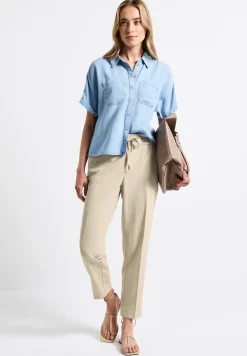 Broek met gemêleerde look