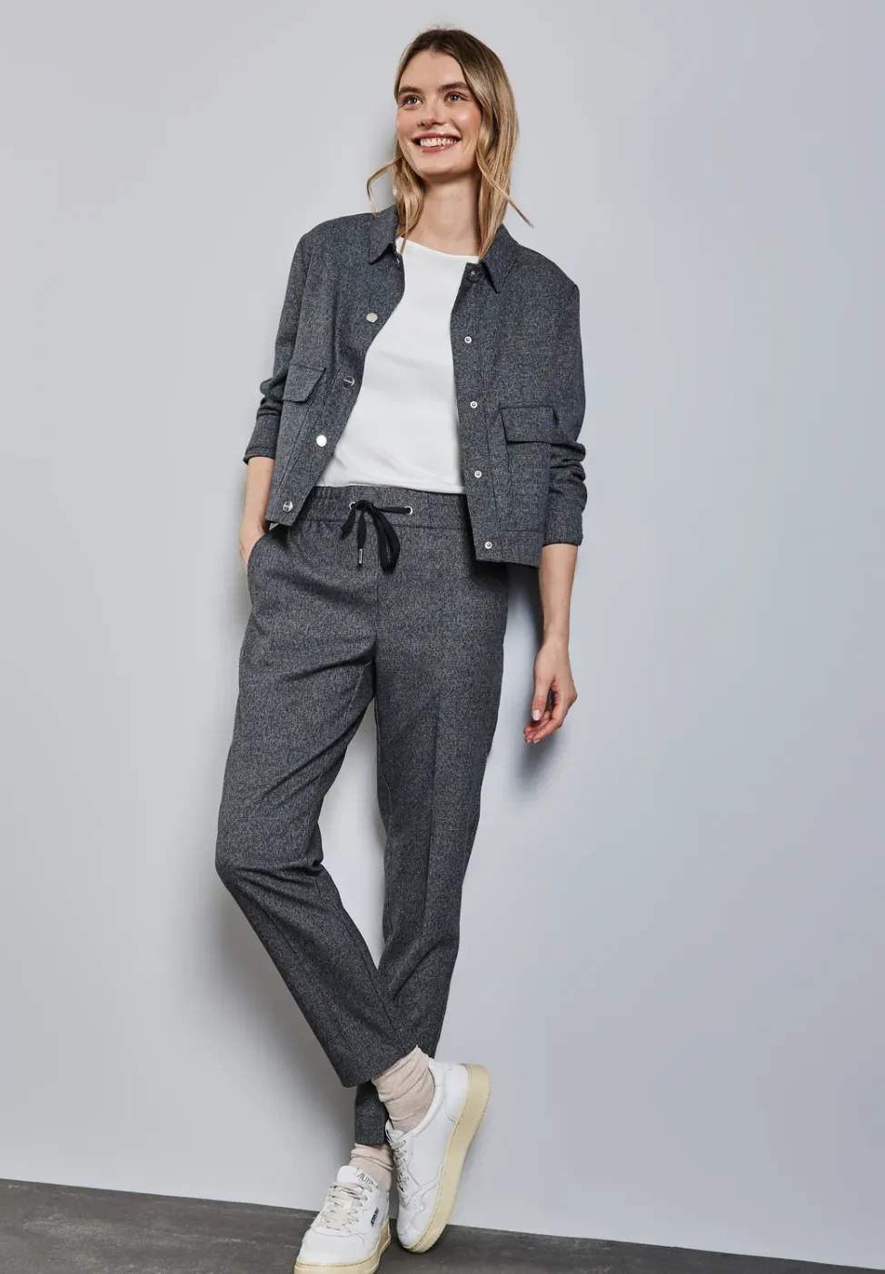 Broek met gemêleerde look