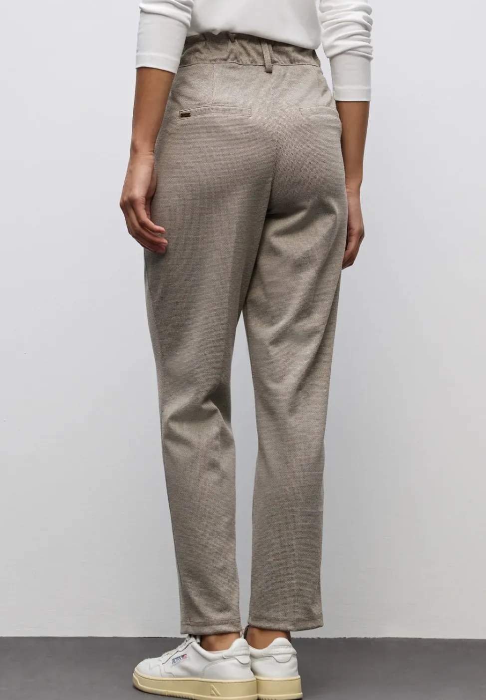 Broek met paperbag jacquard