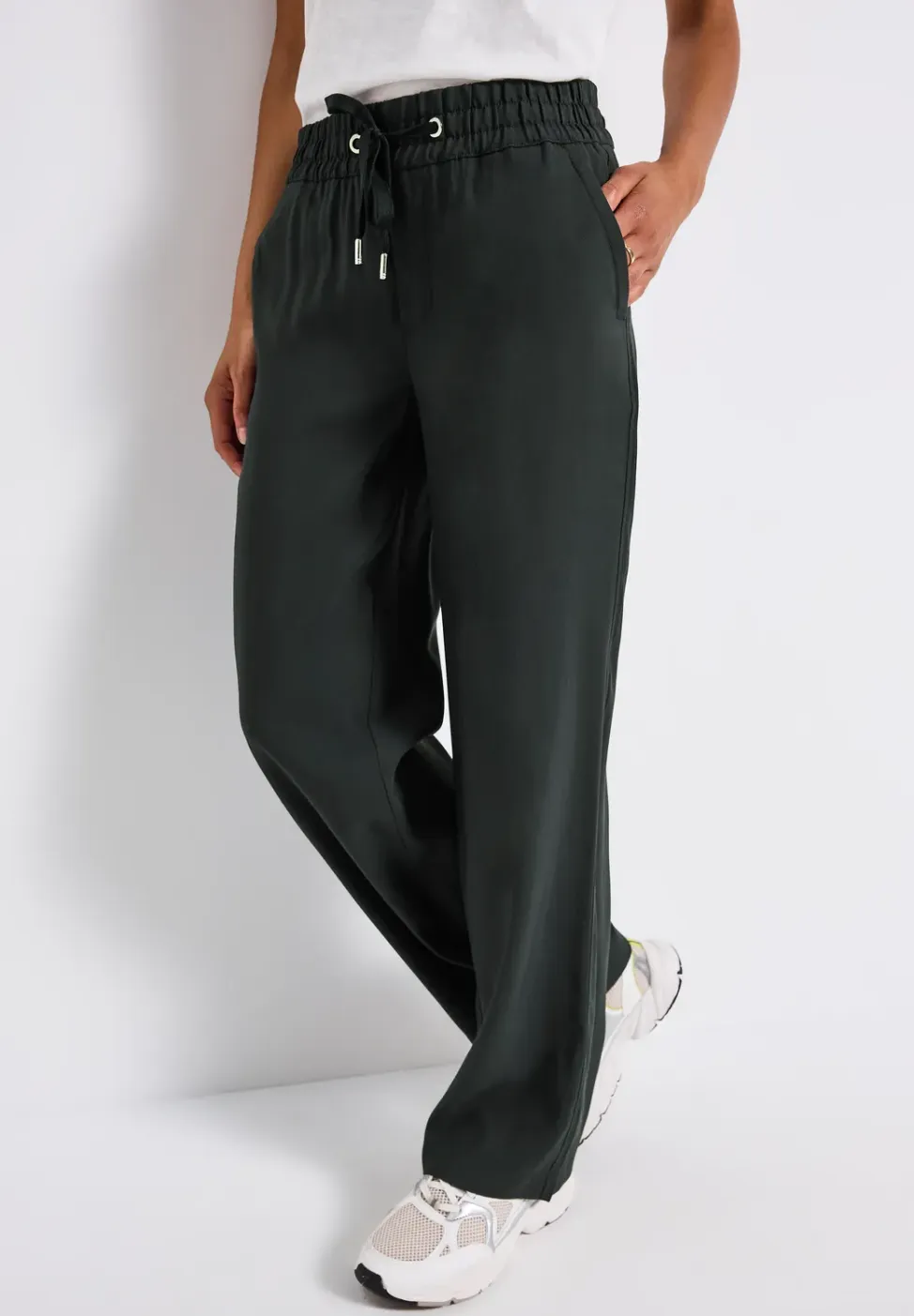 Broek met rechte pijpen in keperstof