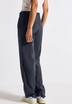 Broek met rechte pijpen in keperstof