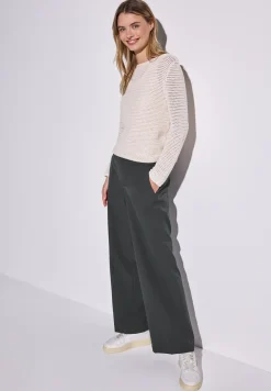 Broek met wijde pijpen in keperstof
