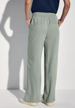 Broek met wijde pijpen in keperstof