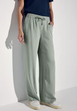 Broek met wijde pijpen in keperstof