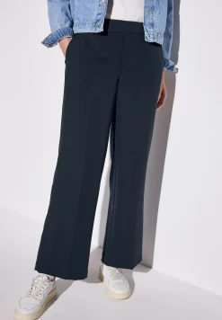 Broek met wijde pijpen in keperstof